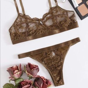 Shein Lace Bustier Bra & Thong